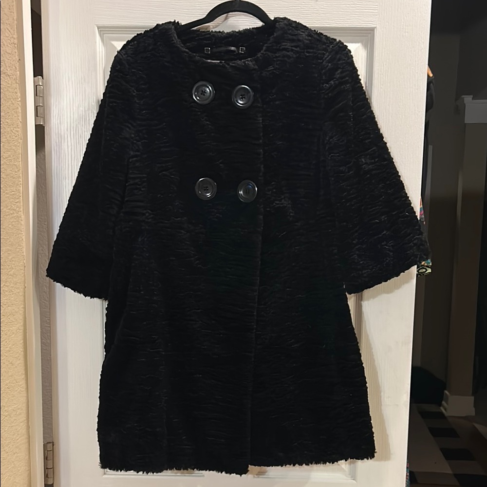 Ann Taylor Elegant Black Teddy Coat